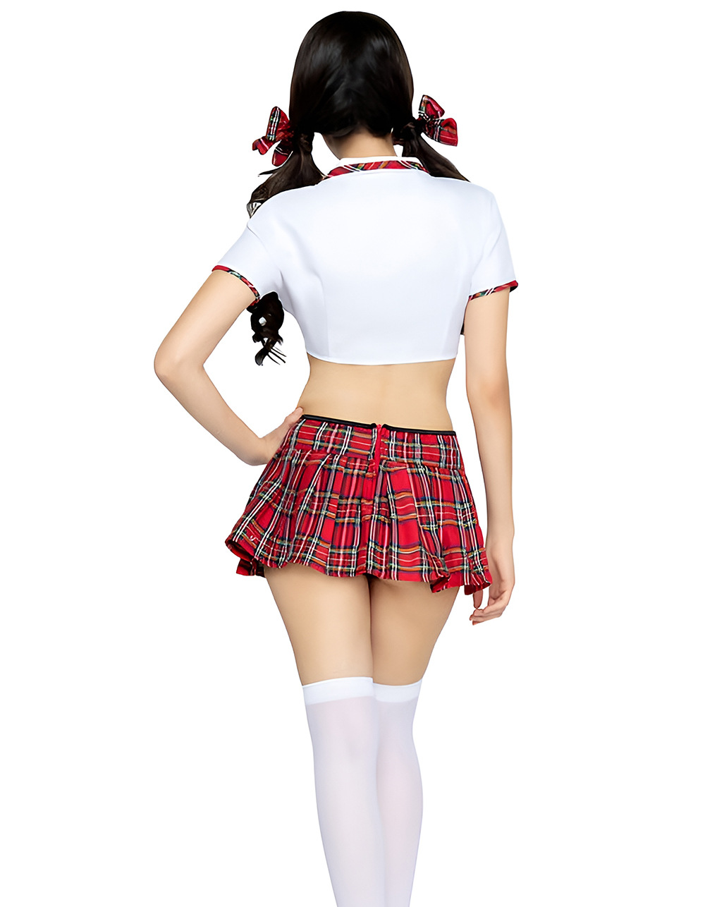 Sexy Plaid School Uniform Costume Set with Crop Top And Mini Skirt